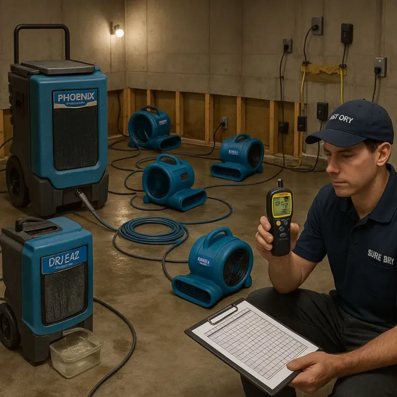 Structural Drying and Dehumidification process in Copperopolis, CA